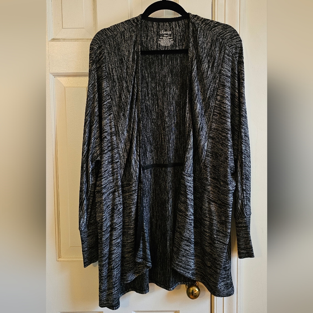 Soma Soft Melange Charcoal Open Front Cozy Cardigan XL
